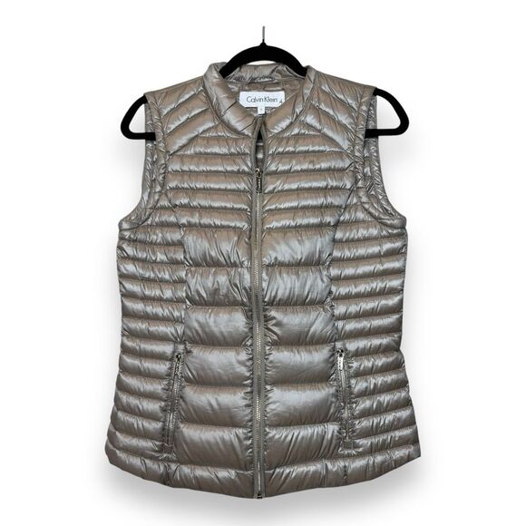 Calvin Klein Women's Vest Performance Puffer Zipper Duck Down Gray Jacket Sz S‎ - Picture 1 of 6